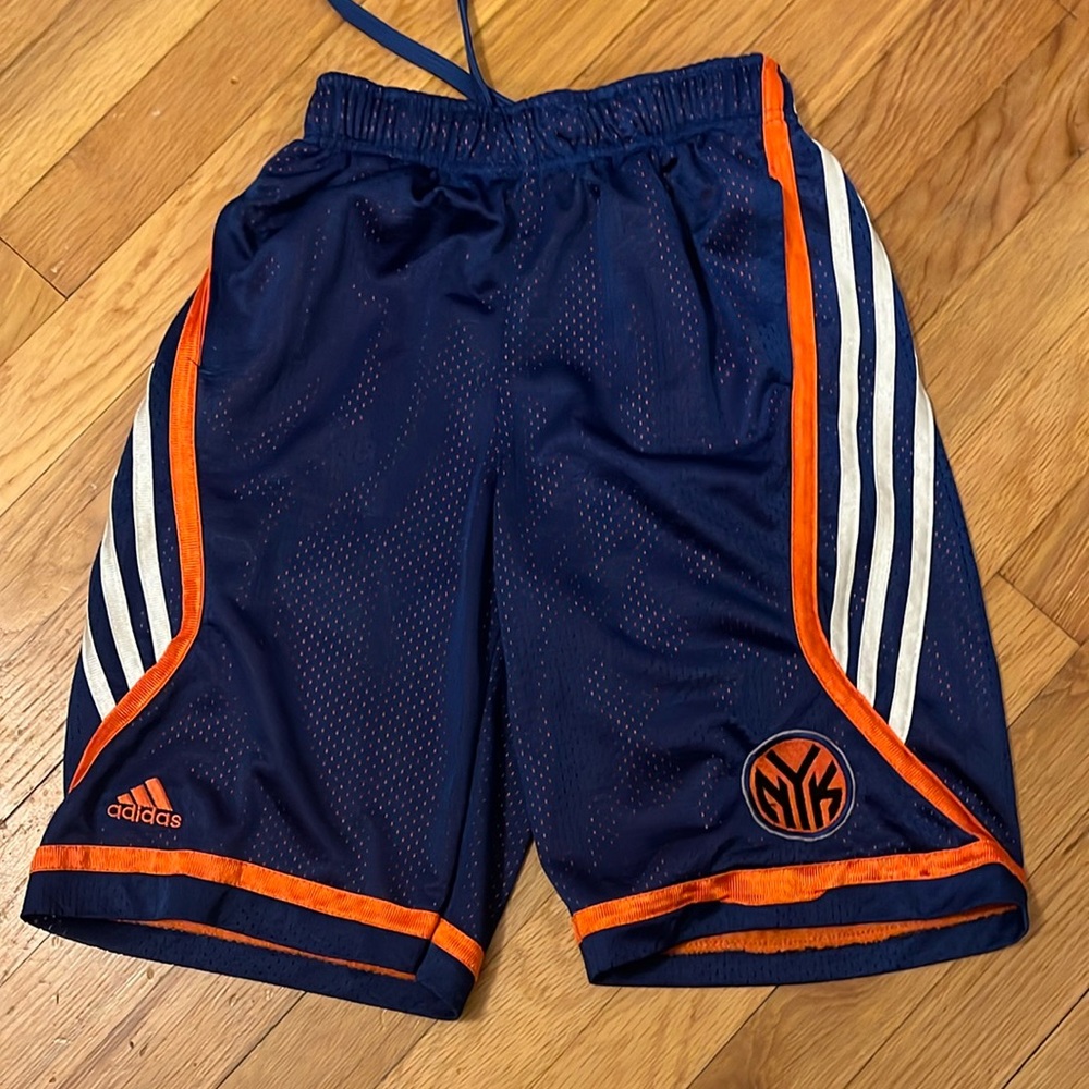 Adidas New York Knicks Navy Blue Kids Athletic Shorts